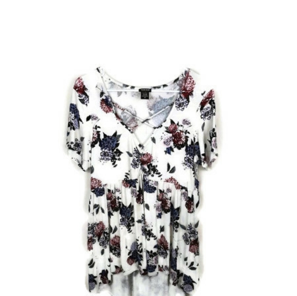 Torrid Hi/Low Floral Short Sleeve Top Size 00